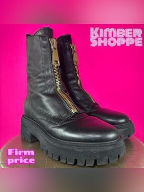 Michele Lopriore Minsk Black Leather Chunky Lug Sole Combat Boot EU 36 US 6 UK 4